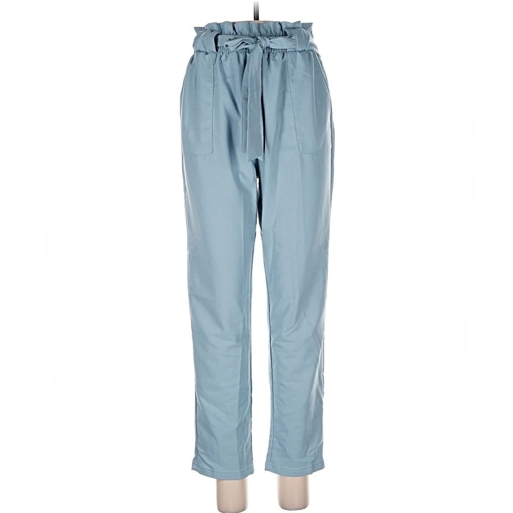 Tie Front, High Waisted Blue Pants